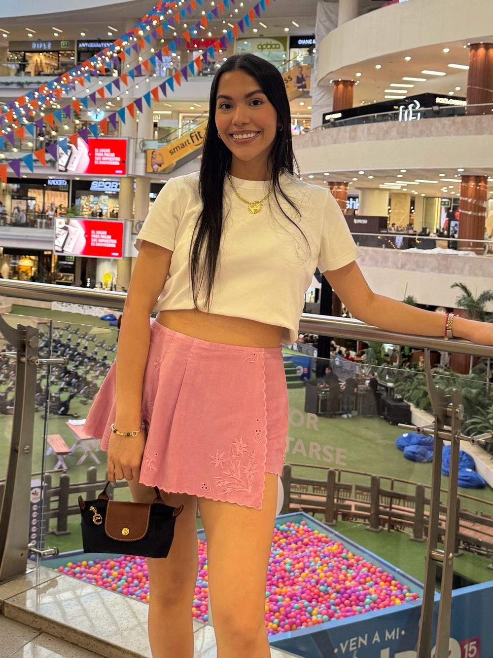 Anthropologie Rose Embroidered Skort in Soft Pink